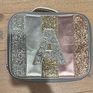 Justice Glitter Initial Lunch Bag - Silver, Gold, Pink, Bronze